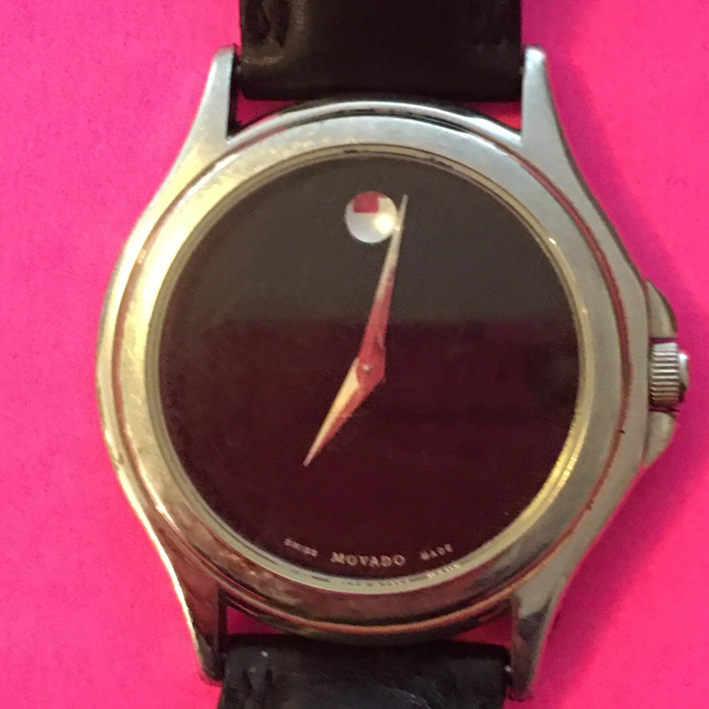 Movado Museum d Black Dial Leather Swiss Quartz Watch 87-E4-0884 works